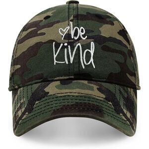 Unisex Wood Camo 100% Cotton Be Kind Embroidered Adjustable Classic Baseball Cap